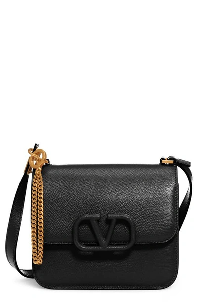 Valentino Garavani Small V-sling Leather Shoulder Bag In Nero