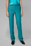 Hugo Boss - Regular Fit Pants In Italian Virgin Wool - Turquoise