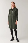 Cos Zip-up Shirt Dress In Green