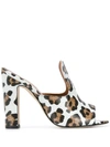 Paris Texas Leopard Print High Heel Mules In White,brown,black