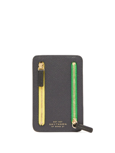Smythson Panama Saffiano-leather Currency Case In Black