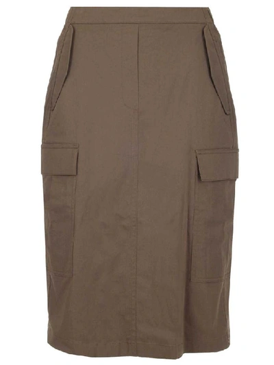 Theory High Waisted Cargo Skirt In Green