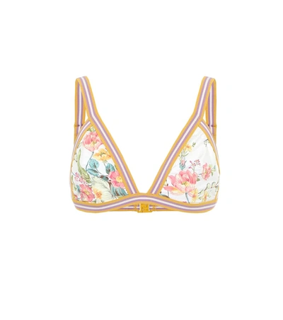 Zimmermann Zinnia Floral Bikini Top In Multicoloured