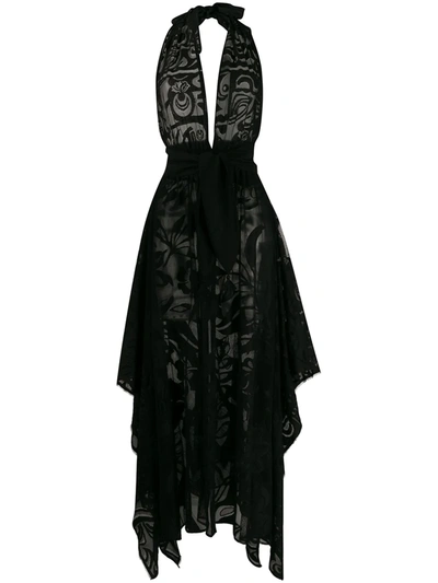 Emilio Pucci Floral Sheer Beach Dress In Black