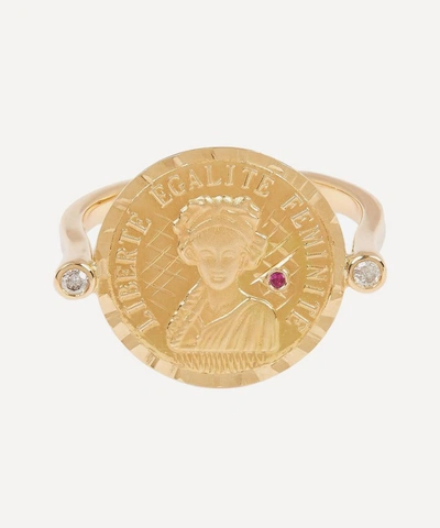 Anissa Kermiche Gold Louise D'or Ruby Coin Ring