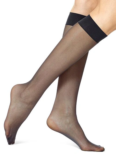 Hue Sheer Knee-high Socks, Set Of 2 In Black