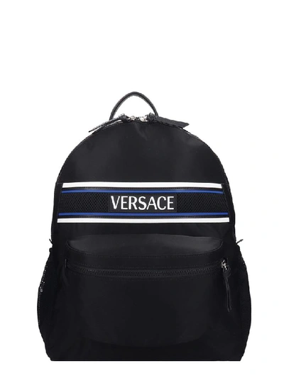Versace Backpack In Black Nylon