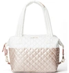 Mz Wallace Medium Sutton Bag In Glacier/ Rose Gold Metallic