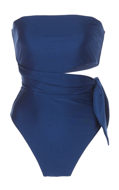 Zimmermann Freja Wrap Tie One-piece Swimsuit In Blue