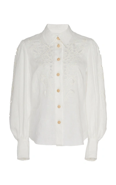 Zimmermann Broderie Anglaise Linen Shirt In White