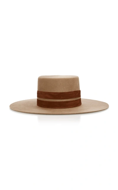 Janessa Leone Phoenix Wide-brim Wool Hat In Brown