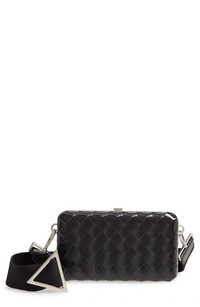 Bottega Veneta Cocco Crosshatch Leather Carrying Case In Nero/nero