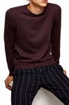 Topman Twisted Classic Fit Crewneck Sweater In Burgundy