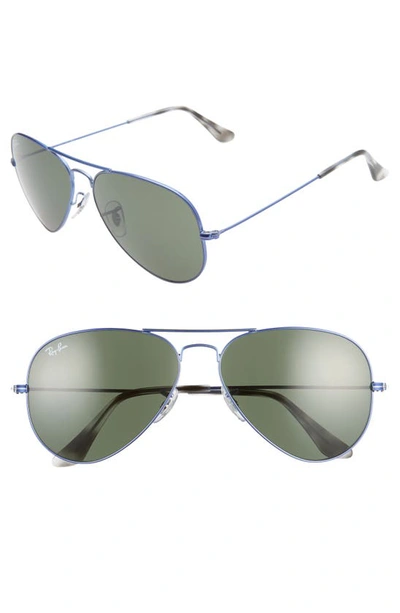 Ray Ban Standard Original 58mm Aviator Sunglasses In Transparent Blue/ Green Solid