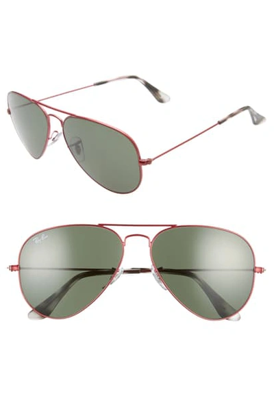 Ray Ban Ray-ban Unisex Original Brow Bar Aviator Sunglasses, 58mm In Transparent Red/ Green Solid