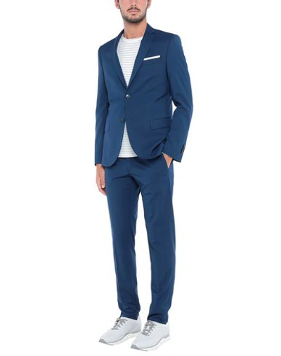 Grey Daniele Alessandrini Suits In Blue