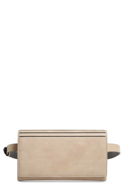 Brunello Cucinelli Mini City Leather Crossbody Bag In Sand