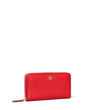 Tory Burch Robinson Passport Continental Wallet In Red