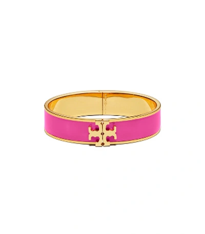 Tory Burch Kira Enameled Bracelet In Tory Gold/crazy Pink