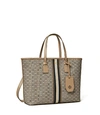 Tory Burch Kleine Gemini Link Tote Bag Aus Canvas Mit Reissverschluss In Gray Heron Gemini Link