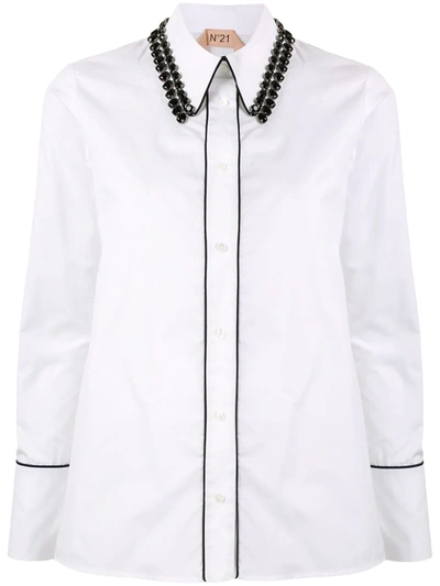 N°21 Beaded Collar Shirt In White