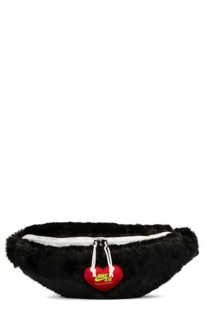 Nike X Olivia Kim Heritage Faux Fur Belt Bag In Black