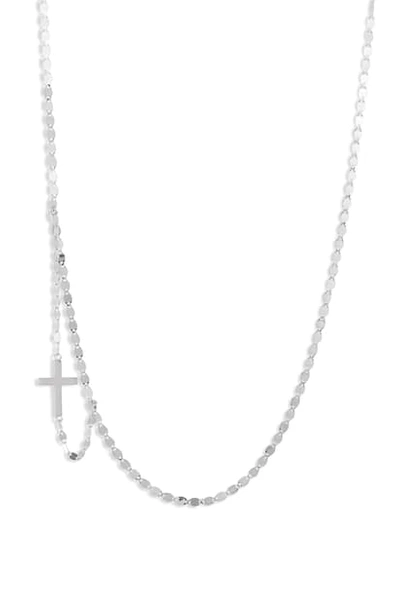Lana Jewelry Double Strand Side Cross Necklace In White Gold