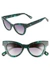 Lele Sadoughi Uptown 47mm Cat Eye Sunglasses In Emerald/ Smokey Brown