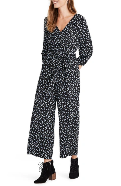 Madewell Floral Ruffle Sleeve Jumpsuit In Babys Breath True Black ...