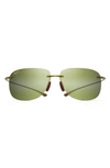 Maui Jim Hikina 62mm Polarized Round Sunglasses In Matte Olive/ Gold