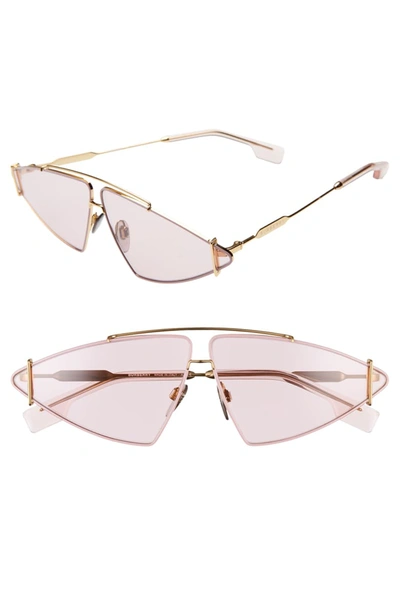 Burberry 68mm Oversize Aviator Sunglasses In Pink/ Gold