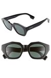 Burberry 46mm Geometric Sunglasses In Transp Brown/ Green Solid