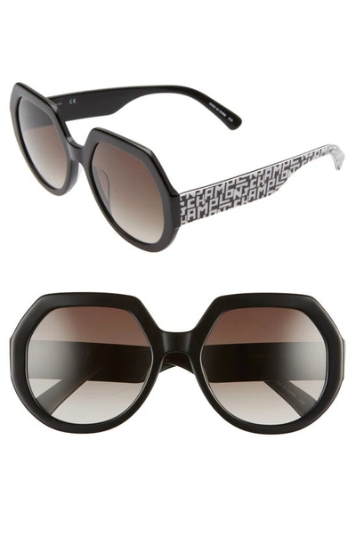 Longchamp 55mm Gradient Geometric Sunglasses In Black/ Grey