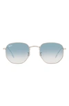Ray Ban 51mm Geometric Sunglasses In Silver/ Blue Gradient