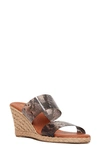 Andre Assous Anfisa Espadrille Wedge In Brown Snake Print Fabric