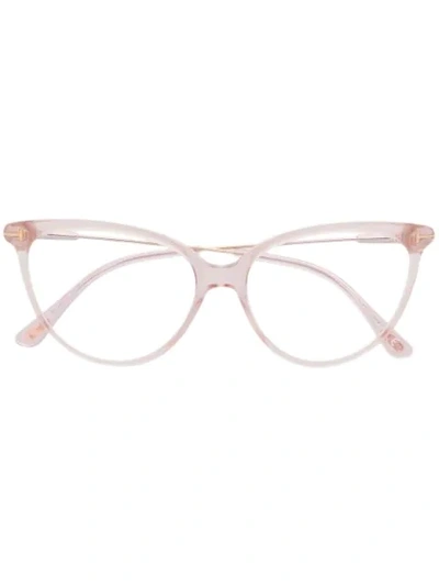 Tom Ford 55mm Blue Light Blocking Round Optical Glasses In Shiny Pink/blue Block