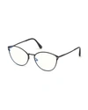 Tom Ford 55mm Blue Light Blocking Round Optical Glasses In Shiny Black/ Clear