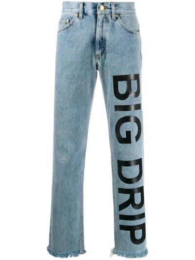 Duo Jeans Mit "big Drip"-print In Blue