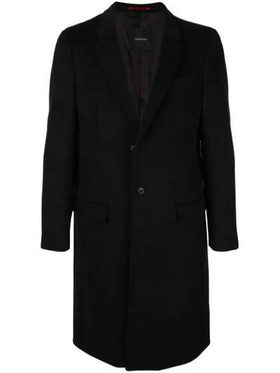 Loveless Single-breasted Wide Lapel Coat In Black