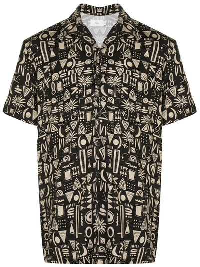 Onia Geometric Tribal Vacation Shirt In Black