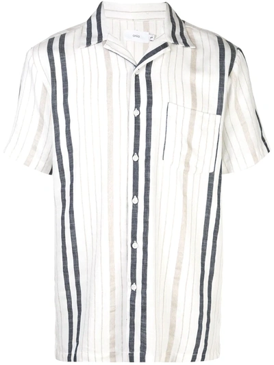 Onia Strand Stripe Vacation Shirt In White