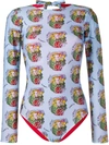 La Doublej Printed Longsleeve Swimsuit In Mini Athena