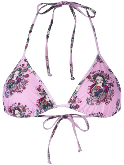 La Doublej Triangle Bikini Top In Pink