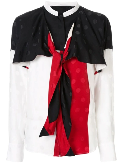 Haider Ackermann Drape Neck Colour Block Blouse In White