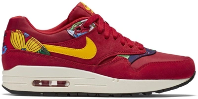Pre-owned Nike Air Max 1 Aloha Red (women's) In University Red/tour Yellow/black
