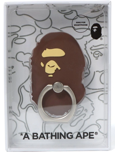 Pre-owned Bape  Ape Head Smartphone Ring Brown