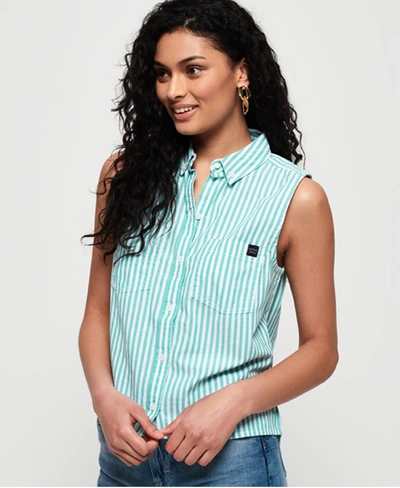 Superdry Women's Makayla Stripe Shirt Green Size: 10