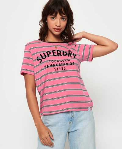 Superdry Rae Stripe T-shirt In Pink
