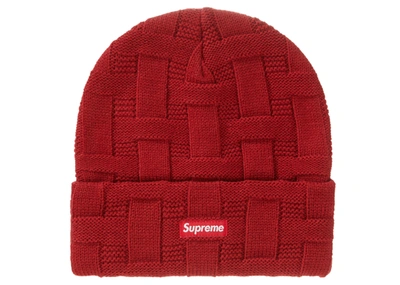 Pre-owned Supreme  Basket Weave Beanie Cardinal