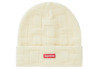 Pre-owned Supreme  Basket Weave Beanie Natural